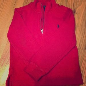 Red Polo Zip Up Sweater